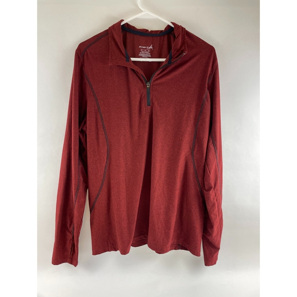 Exertek Shirt Men's Size M Maroon Activewear 1/4 Zip Long Sleeve Thumb Holes
